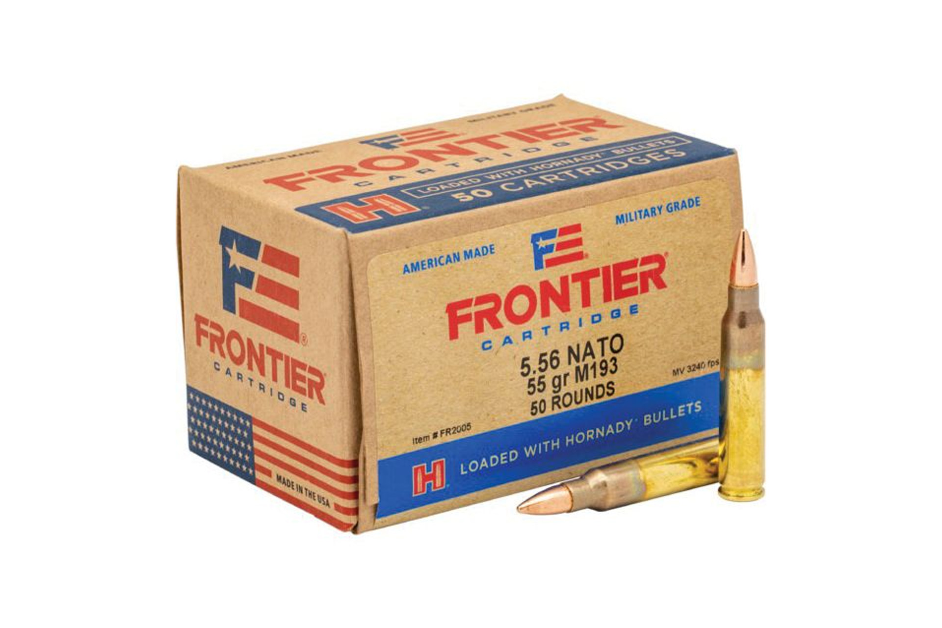Hornady Hornady FR2005 Frontier 5.56mm NATO M193 Ammo 55 Grain Full Metal Jacket 50 Rounds