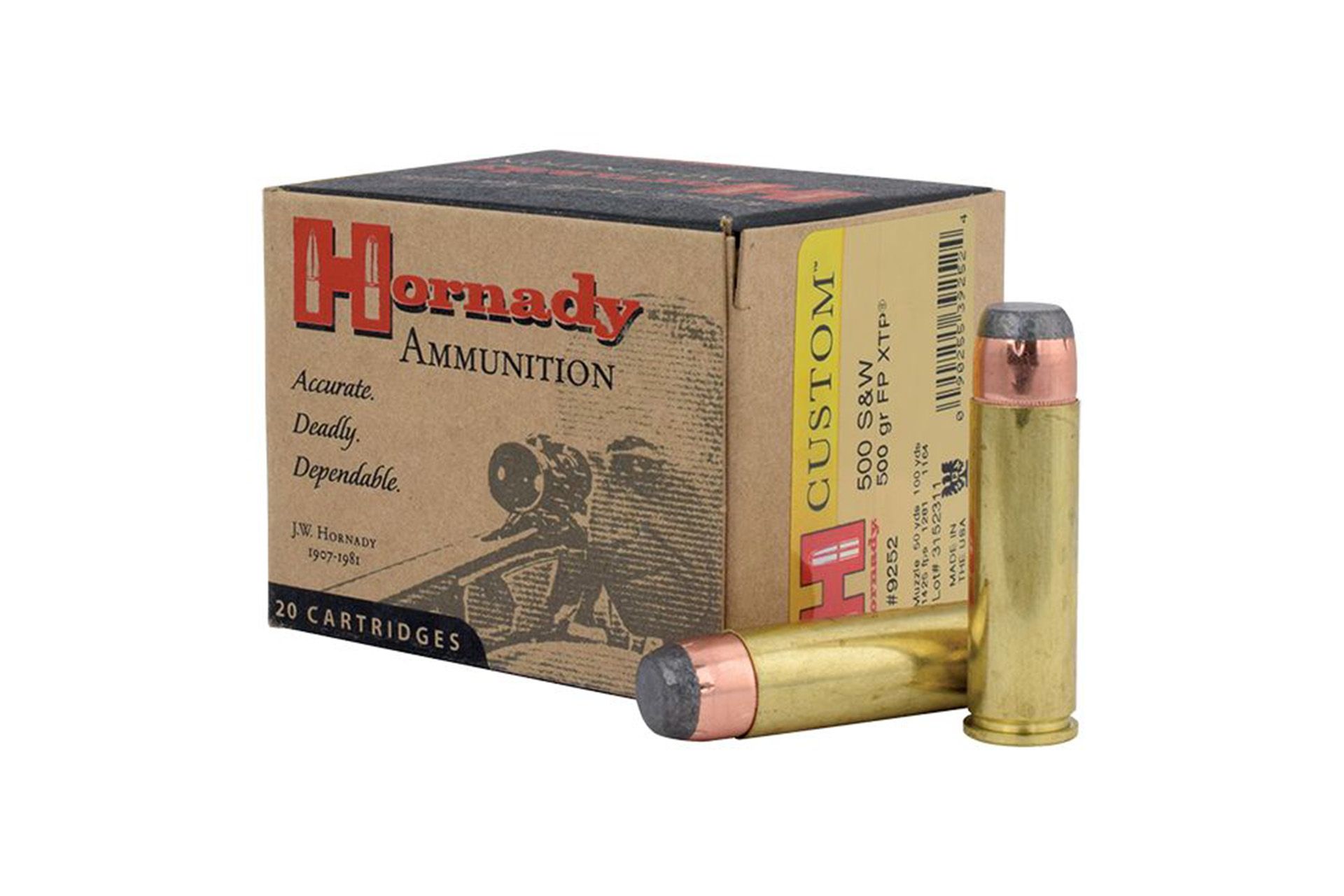 Hornady 500 S&W Magnum 500gr InterLock Flat Point XTP, 20 Rd