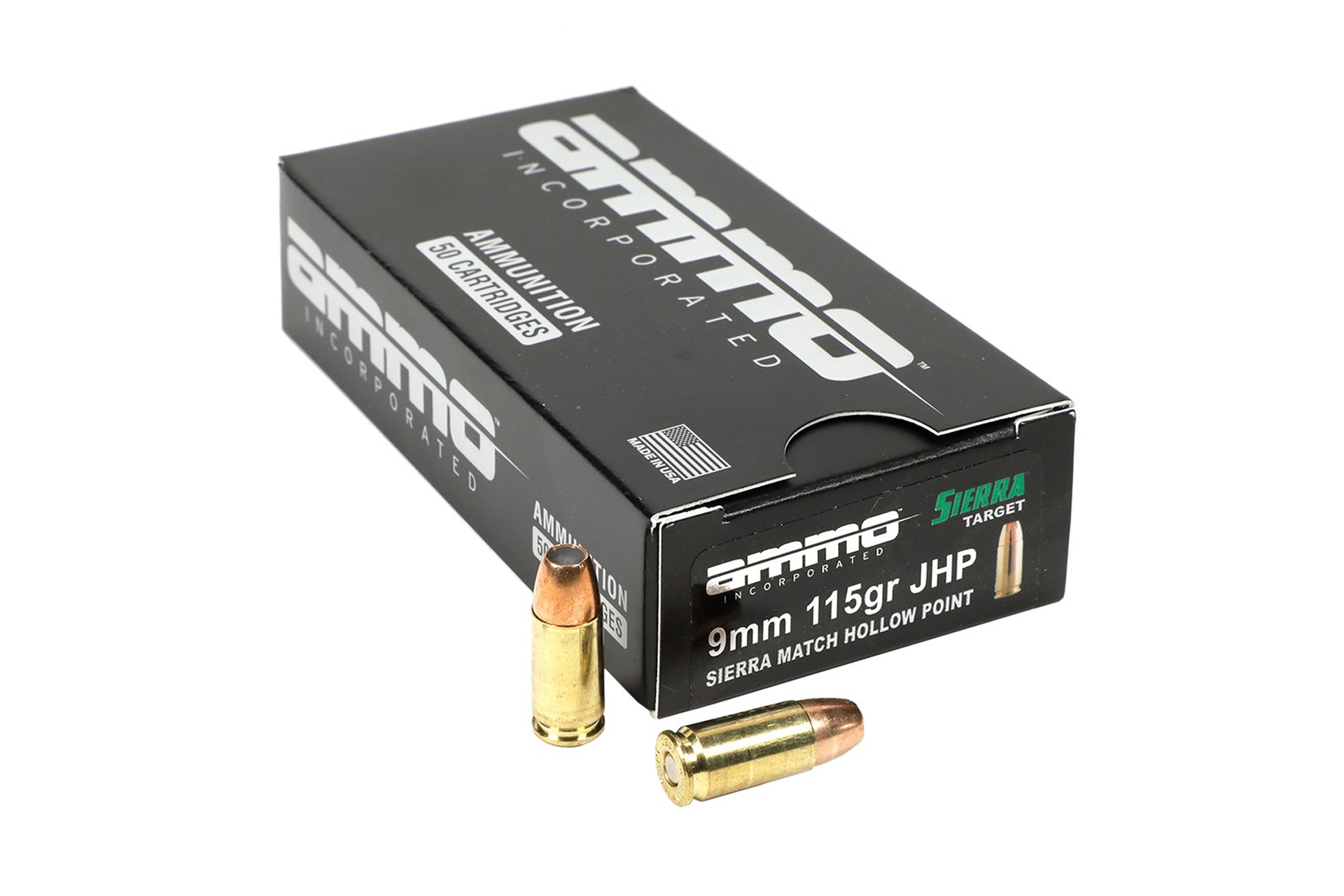 Ammo Inc Signature 9mm 115 Grain Sierra Match Jacketed Hollow Point Handgun Ammo - 1000 round case