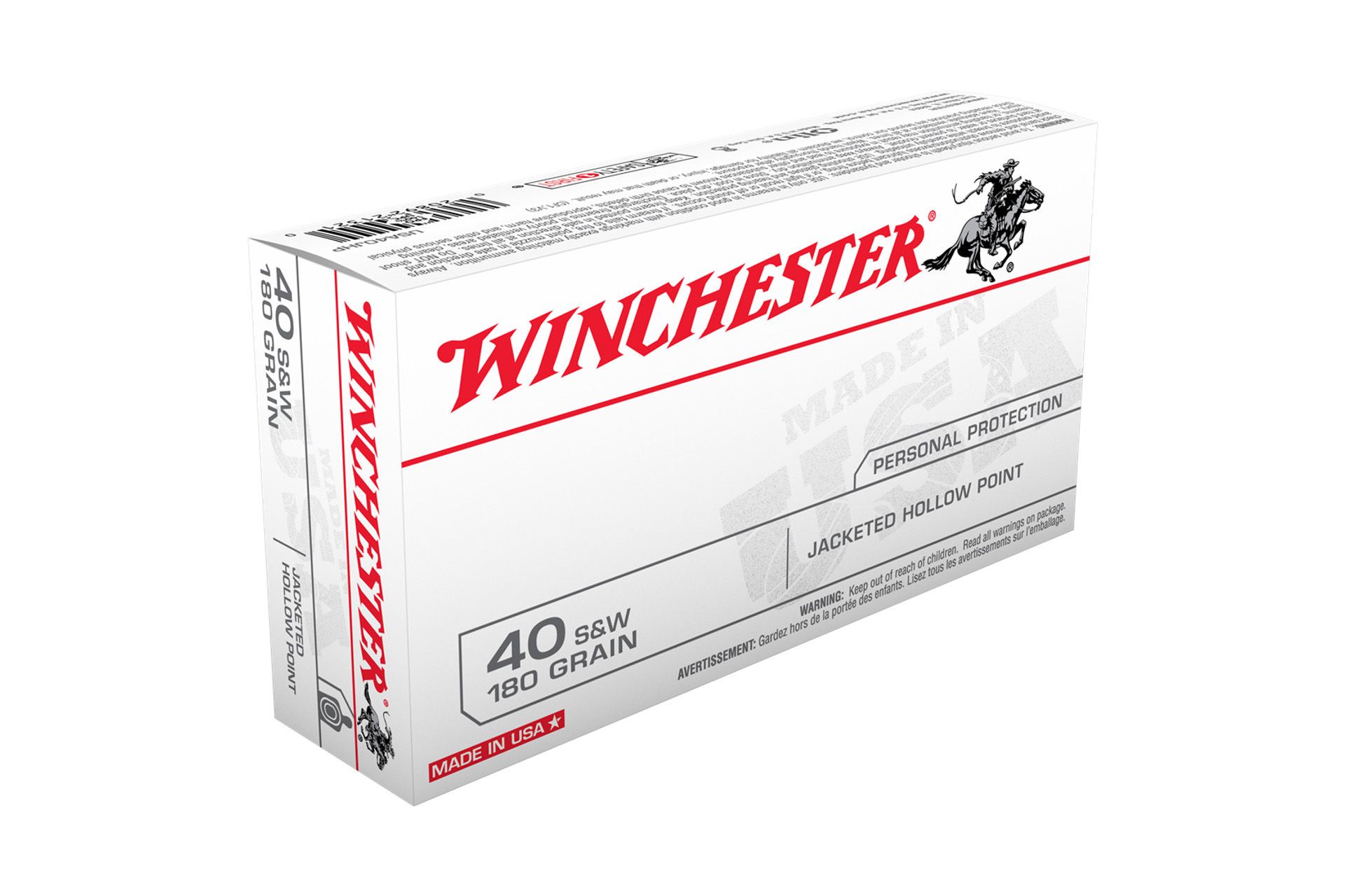 Winchester USA40JHP USA 40 S&W 180 Grain Jacketed Hollow Point - 50 Rd