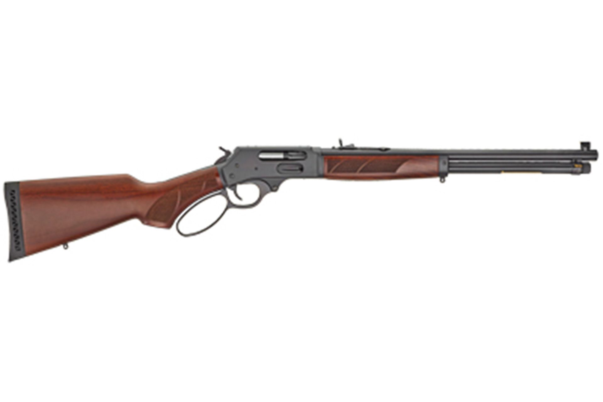 Henry Lever Side Gate 45-70, 18.43", American Walnut Stock, Fully Adjustable Semi-Buckhorn Rear and Brass Beaded Front Sight, 4 Rds