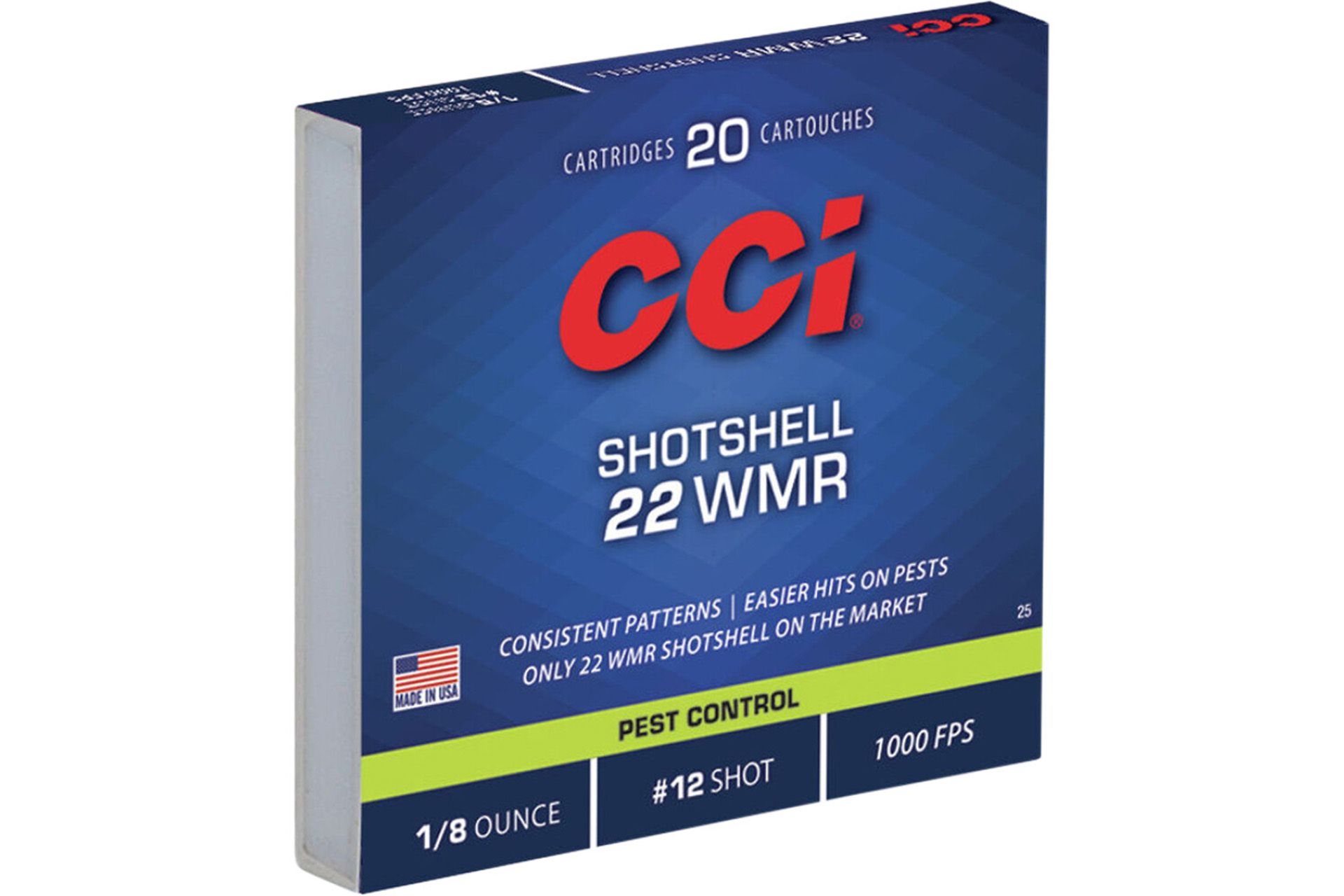 CCI 0025 Pest Control Shotshell 22WMR 52gr #12Shot 20 Per Box