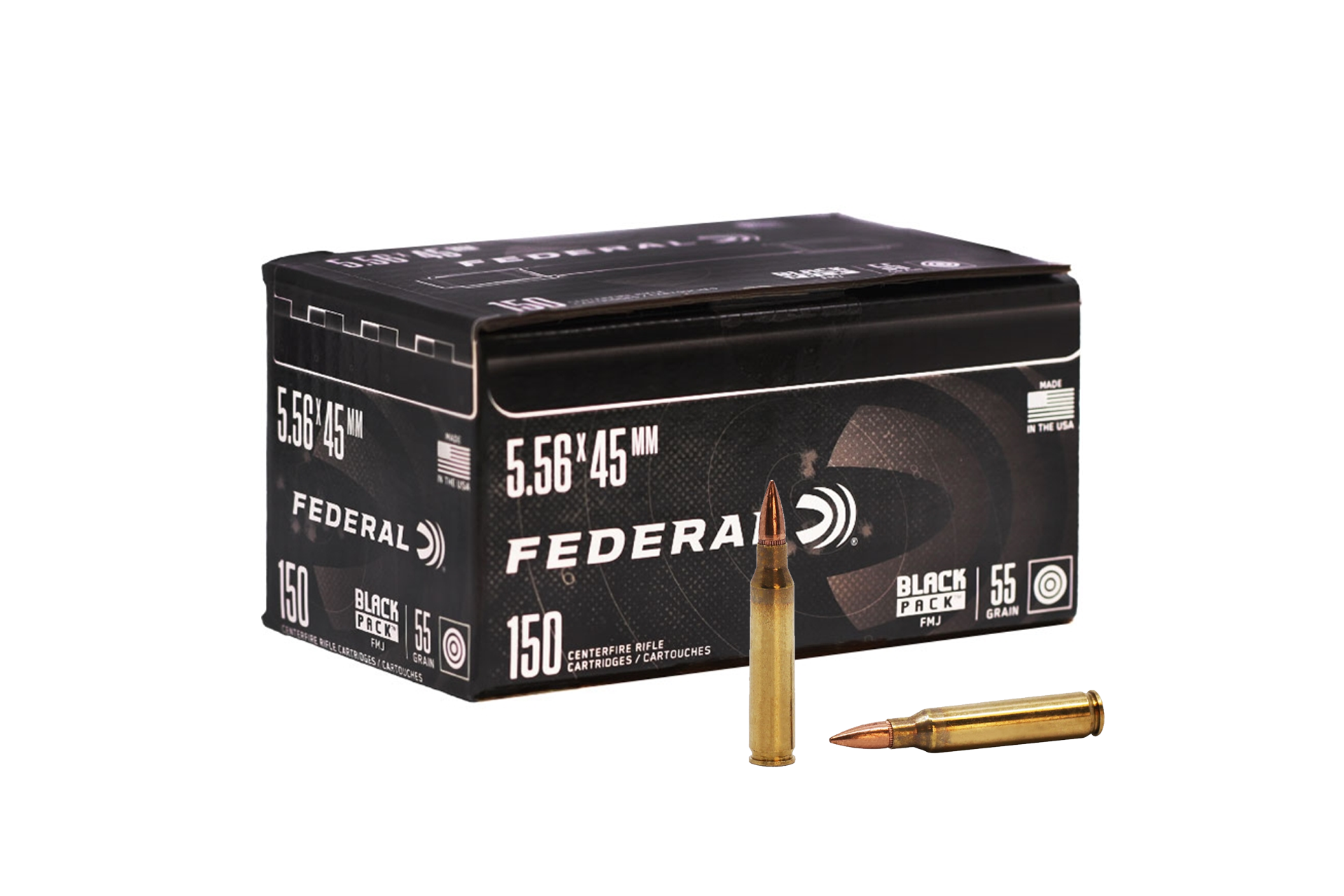 Federal Black Pack 5.56x45MM 55GR FMJ Rifle Ammo - 600 round case