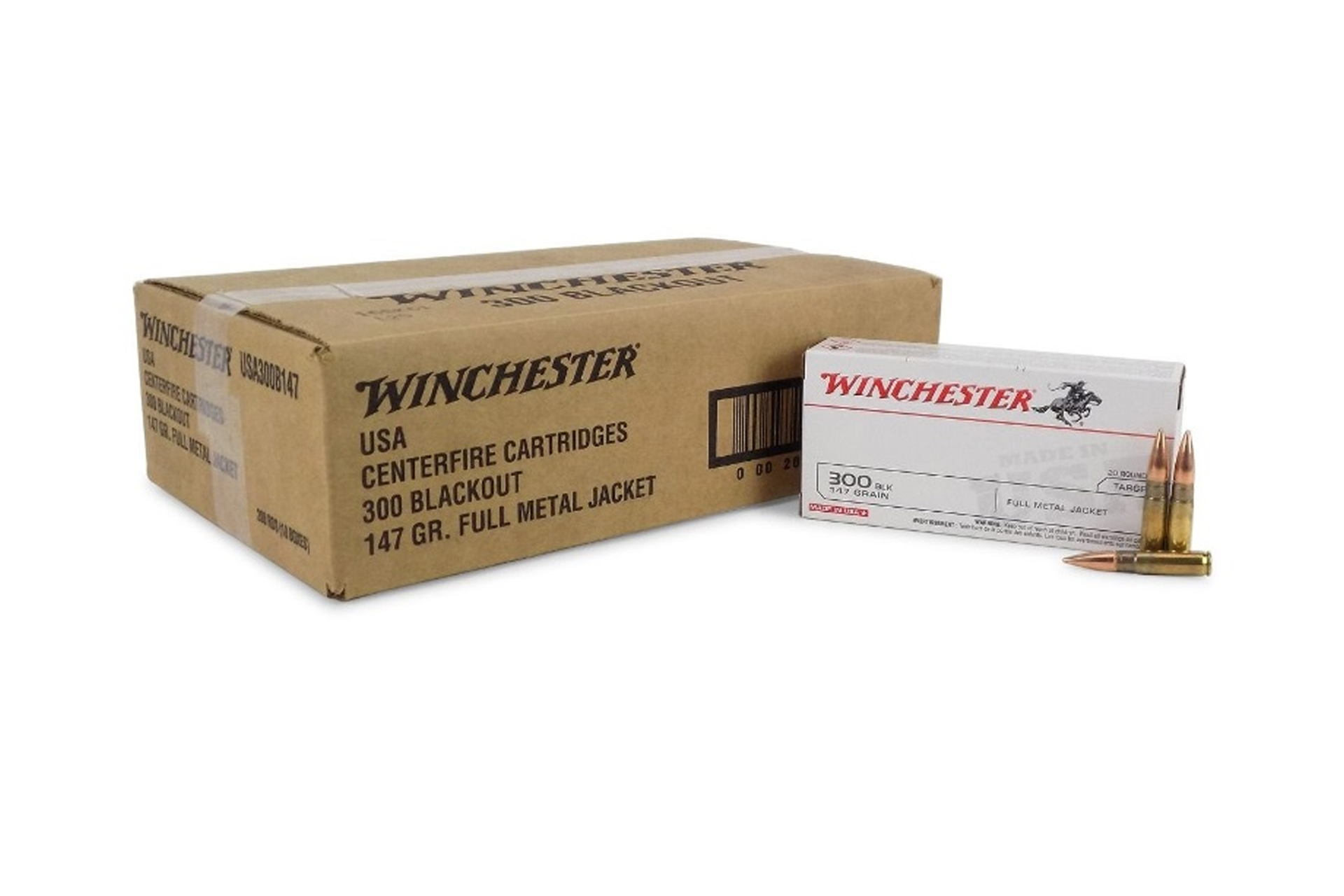 Winchester USA300B147 300 Blackout 147 Grain FMJ Rifle Ammo - 200 round case