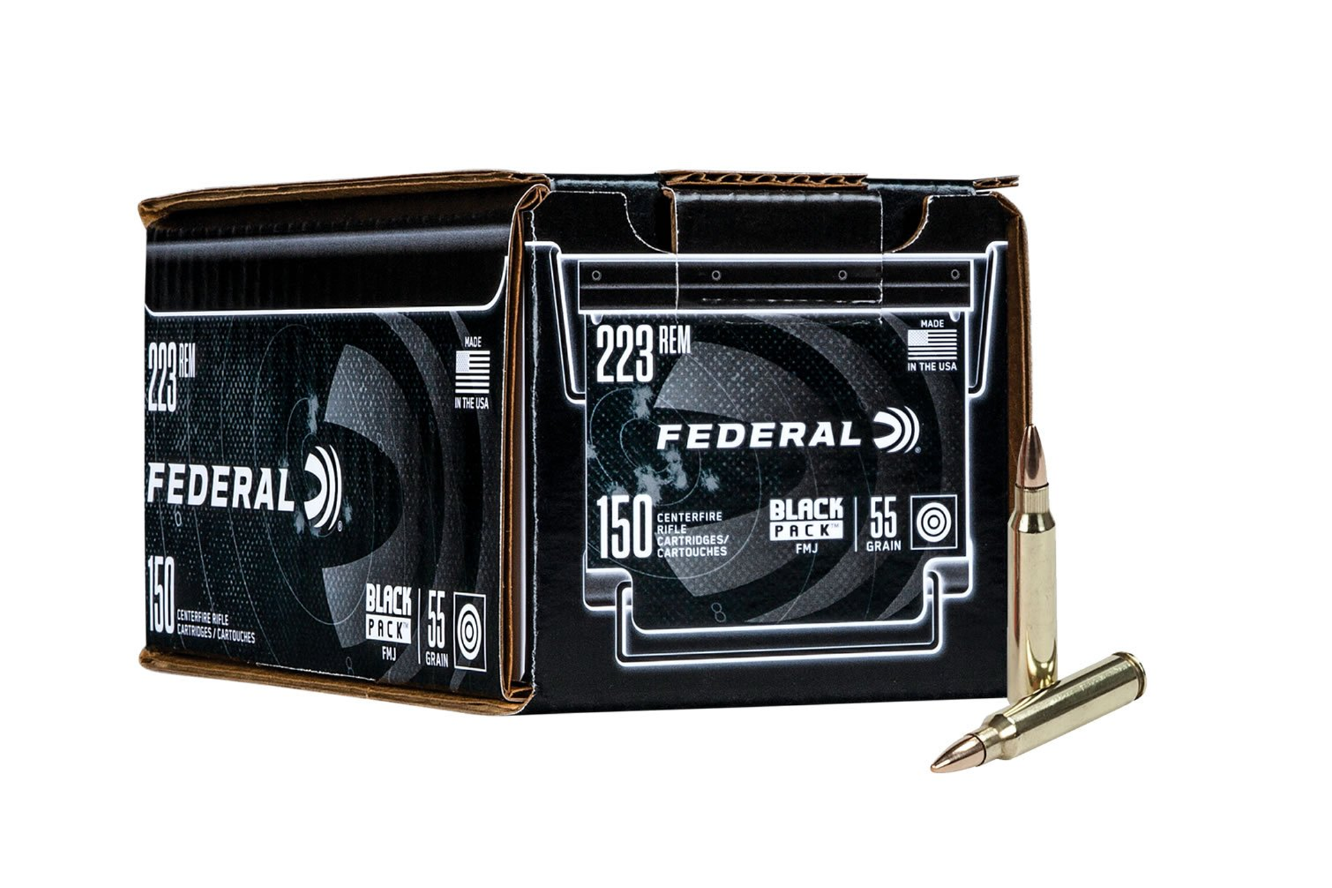 Federal Black Pack 223 REM 55GR FMJ Rifle Ammo - 600 round case
