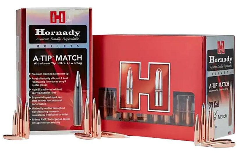 Hornady 33389 A-Tip Match .338 Cal 300gr Bullets w/1:10" Recommended Twist Rate (100/Box) 33389