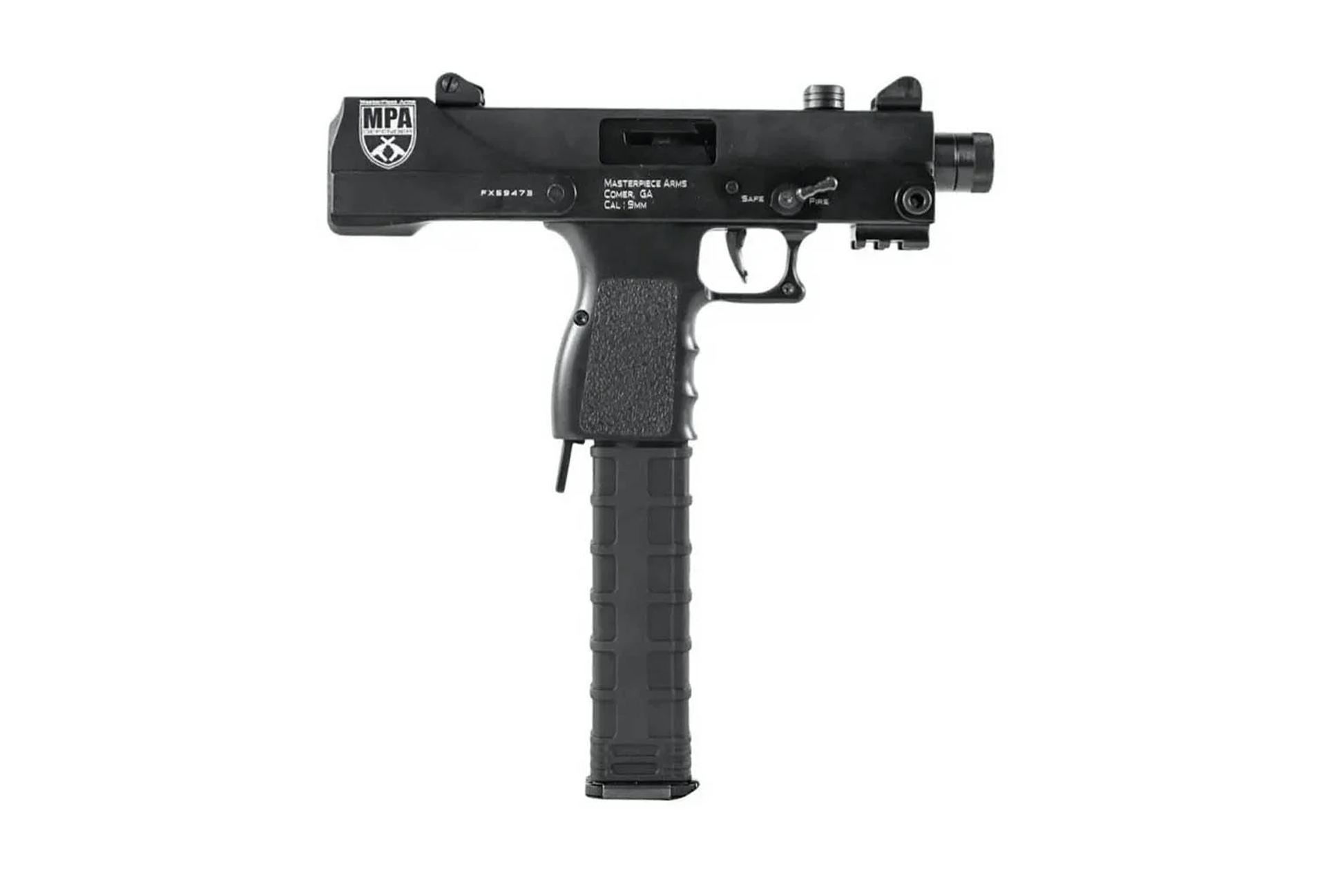 Masterpiece Arms Defender Top Cocking TB 5.5" 9mm Pistol - Black