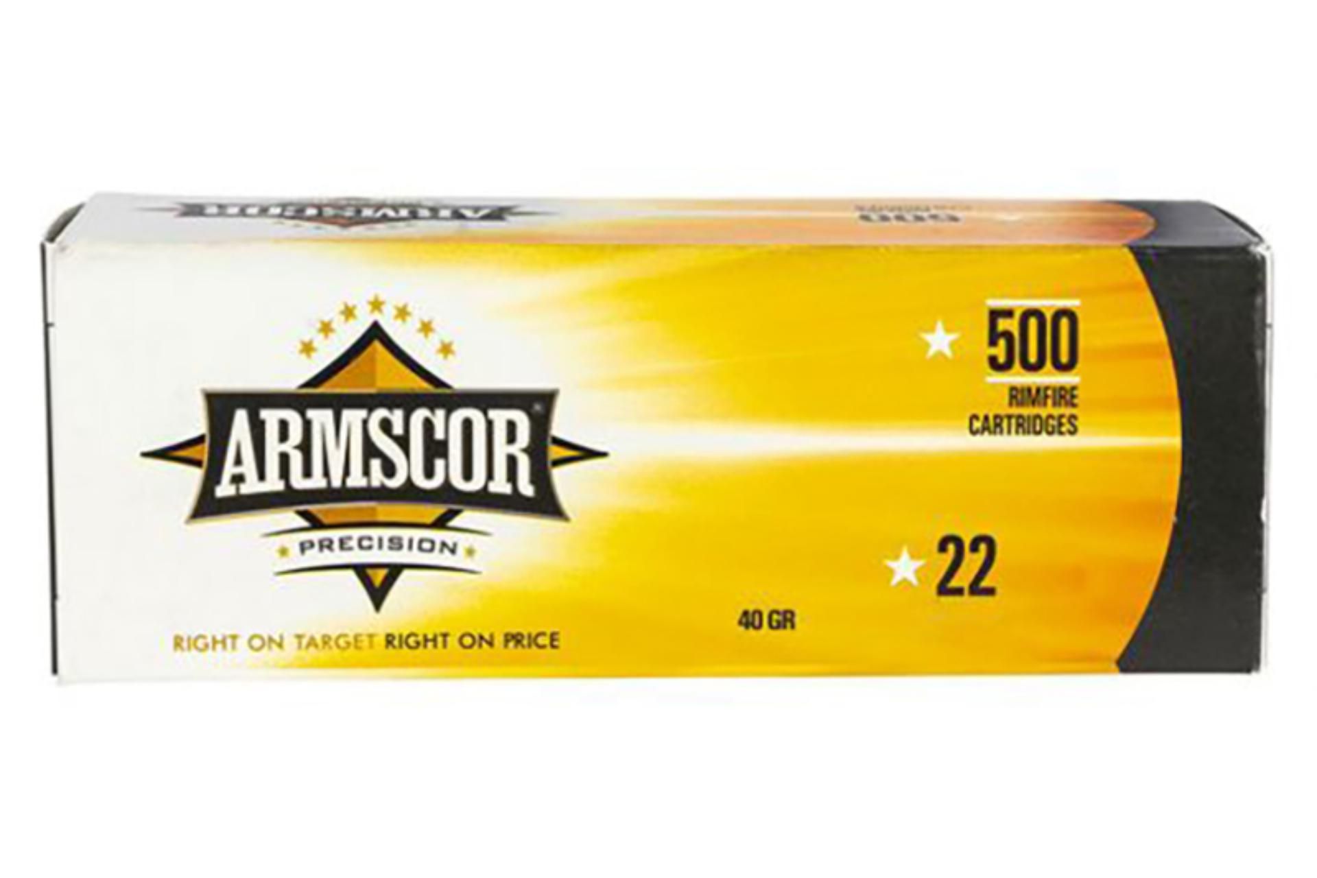 Armscor 50445 Precision Value Pack 22 LR 40 gr High Velocity Solid Point Rimfire Ammo - 500 Rounds
