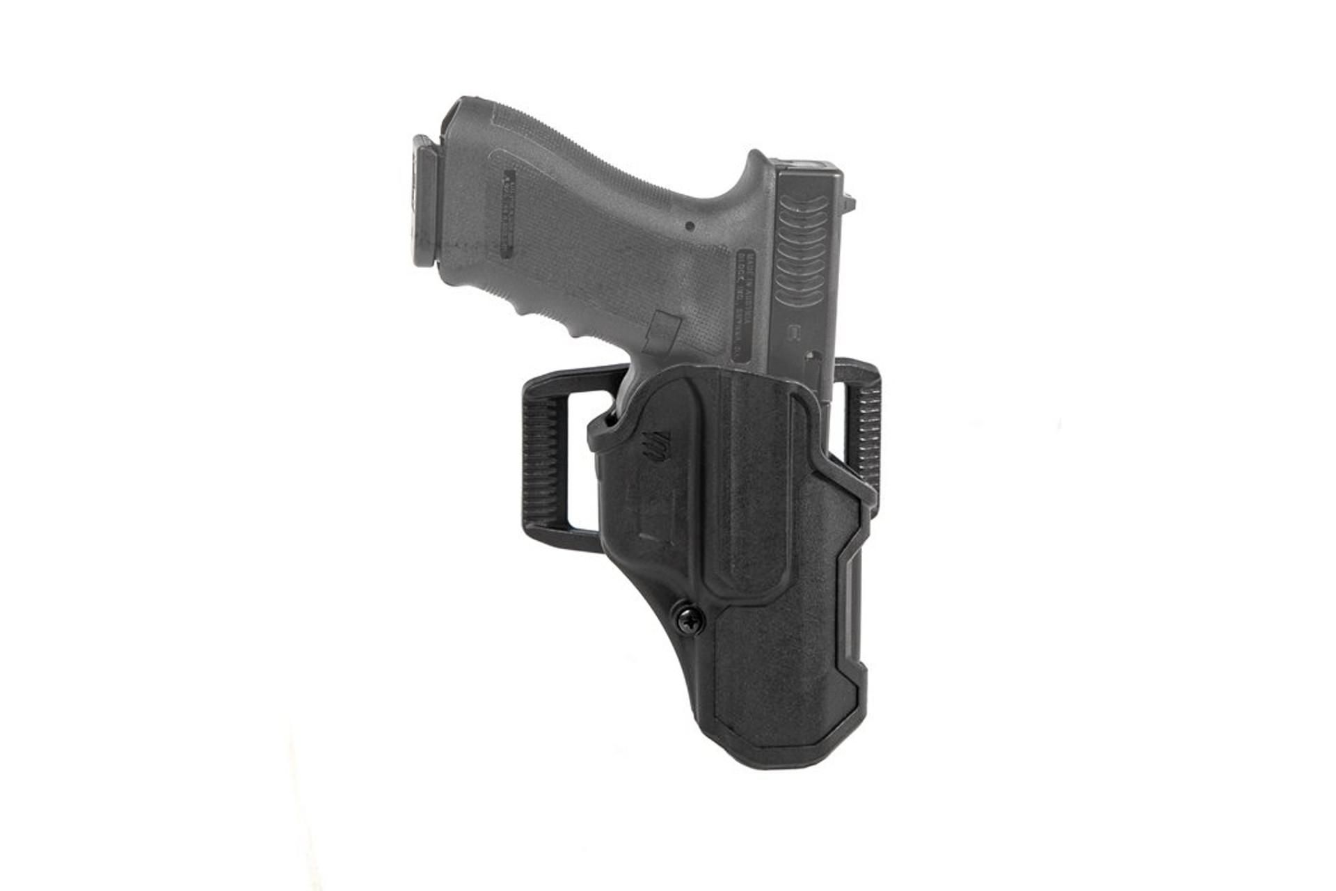Blackhawk 410701BKR T-Series L2C Non-Light Bearing OWB Black Polymer Belt Clip Compatible w/For Glock 19/23/26/27/32/33/45 Right Hand