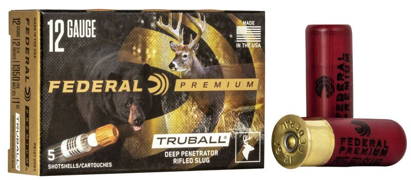 Federal Ammunition PB127DPRS Premium Vital-Shok TruBall Deep Penetrator 12 Gauge 2.75" 1 oz/438 gr 1350 fps Rifled Slug Shot Shotgun Ammo - 5 Rounds