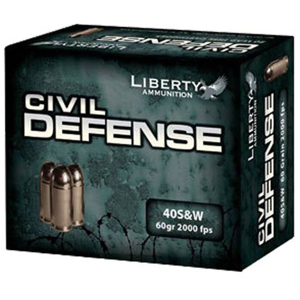 Liberty Ammunition LACD40012 Civil Defense 40 S&W 60 gr 2000 fps Lead-Free Fragmenting Hollow Point (LFFHP) Handgun Ammo - 20 Rounds