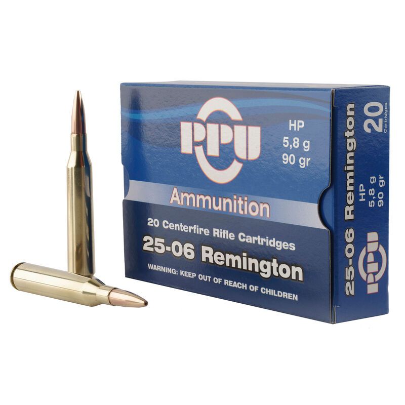 PPU PP2506H Standard Rifle 25-06 Rem 90 Gr Hollow Point Rifle Ammo - 20 Rounds