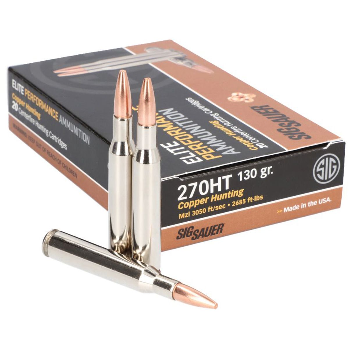 SIG Sauer Ammo 270 Win 130Gr Elite Series Copper Solid Copper Projectile Rifle Ammo - 20 Rounds