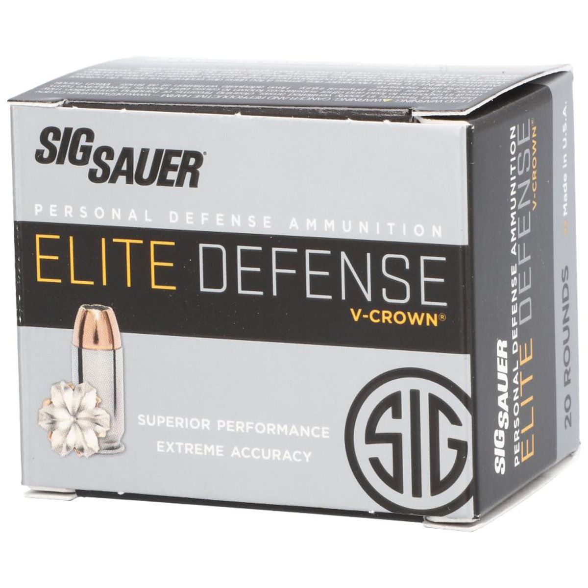 SIG Sauer E357M-20 Ammo 357Mag 125Gr Elite V-Crown Jhp Handgun Ammo - 20 Rounds
