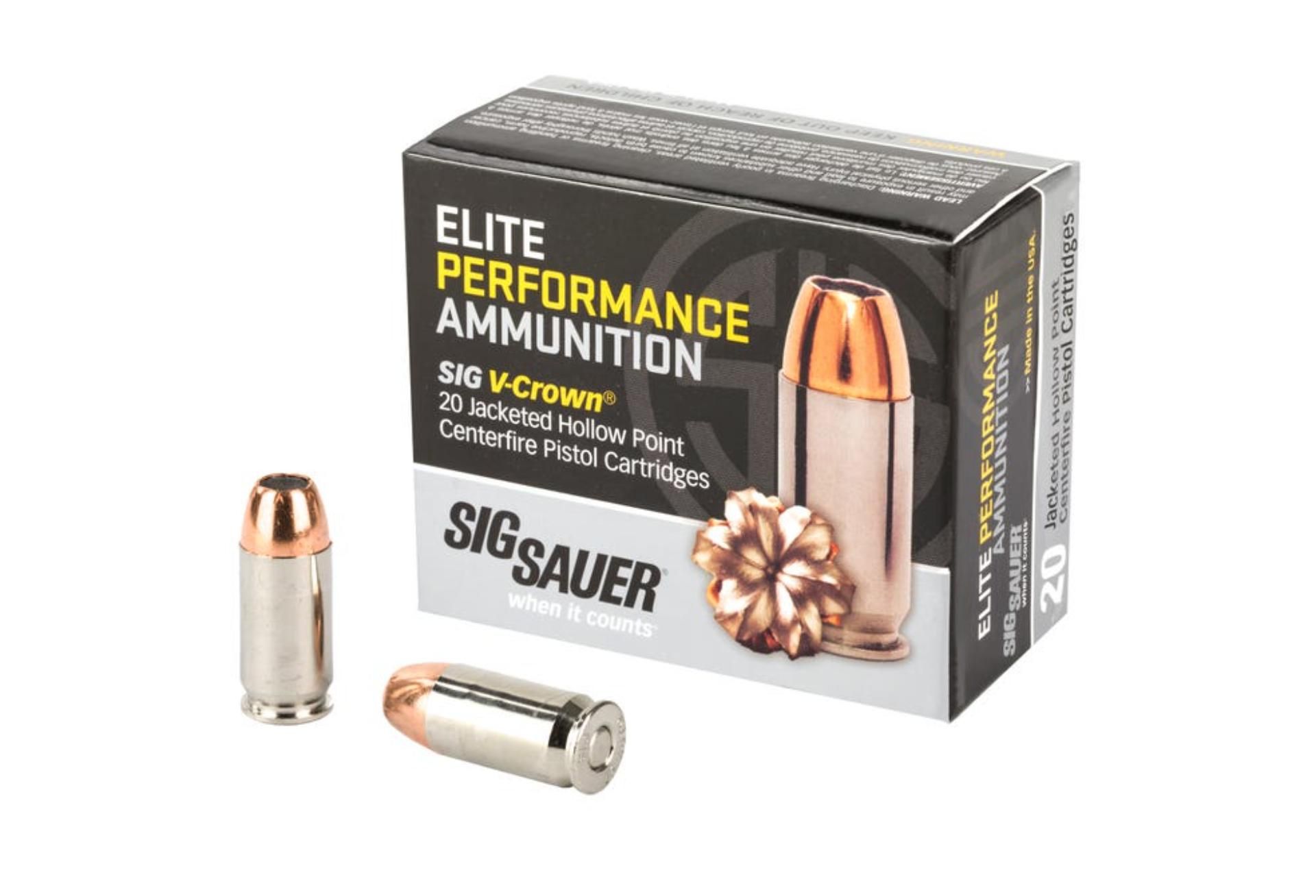 Sig Sauer E45AP120 Elite V-Crown 45 ACP 200 gr Jacketed Hollow Point (JHP) Handgun Ammo - 200 Rounds