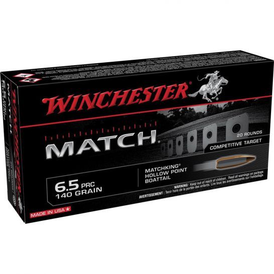 Winchester Ammo S65PM Match 6.5 PRC 140 gr 3030 fps Sierra MatchKing BTHP (SMBTHP) Rifle Ammo - 20 Rounds