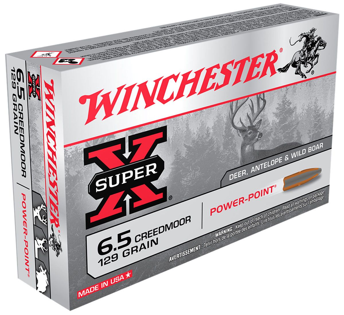 Winchester Ammo X651 Super X 6.5 Creedmoor 129 gr 2820 fps Power-Point (PP) Rifle Ammo - 20 Rounds
