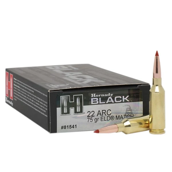 Hornady 81541 Ammo 22 ARC 75 GR ELD Match BLACK Rifle Ammo - 20 Rounds